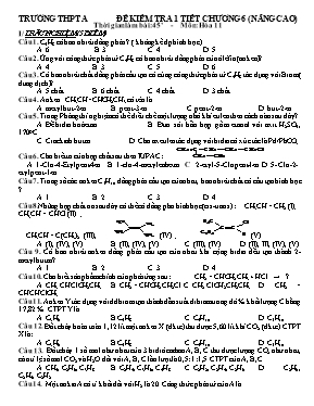 Đề kiểm tra Chương VI môn Hóa học Lớp 11 (Nâng cao)